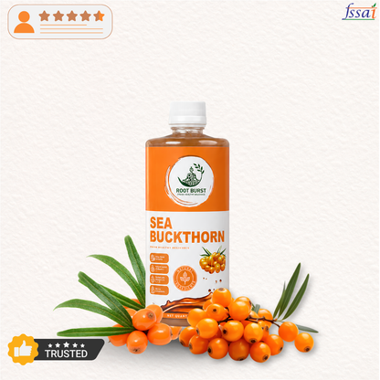 Root Burst Sea Buckthorn Juice | 20X More Vitamin C Than Amla | 80X More Vitamin C Than Orange | glow skin | Immunity Booster | 500ml