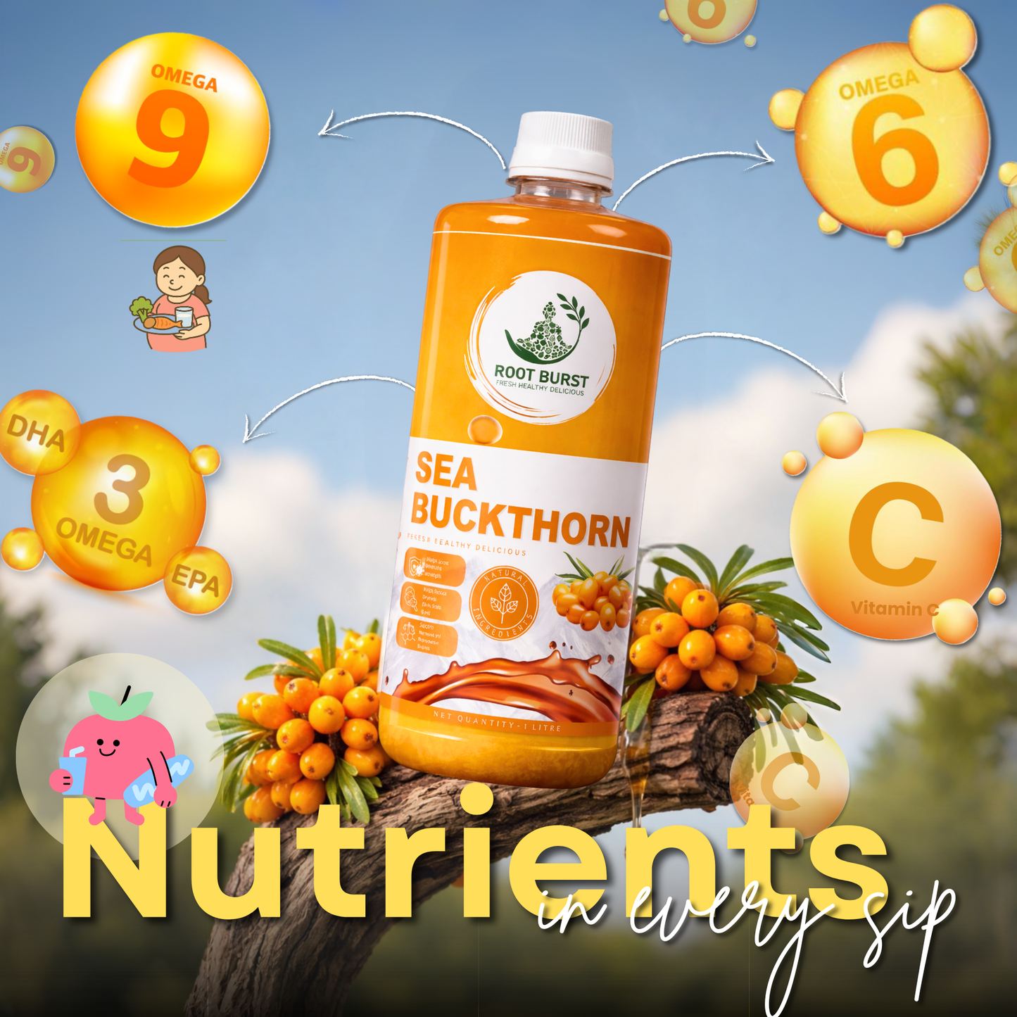 Sea Buckthorn Glow Elixir – Vitamin C Rich Skin & Hair Booster