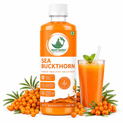 ROOT BURST Himalayan Sea Buckthorn Juice | Rich in Omega 3-6-7-9 & Natural Vitamin C | Antioxidant-Rich Wellness Drink | No Added Sugar